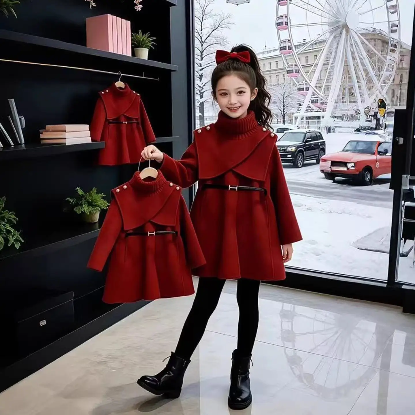 

Girls Warm Coat New Year Wear 2026 Autumn Winter Wear Thickened Girls Long Windcoat Thickened Western Style Coat Trendy