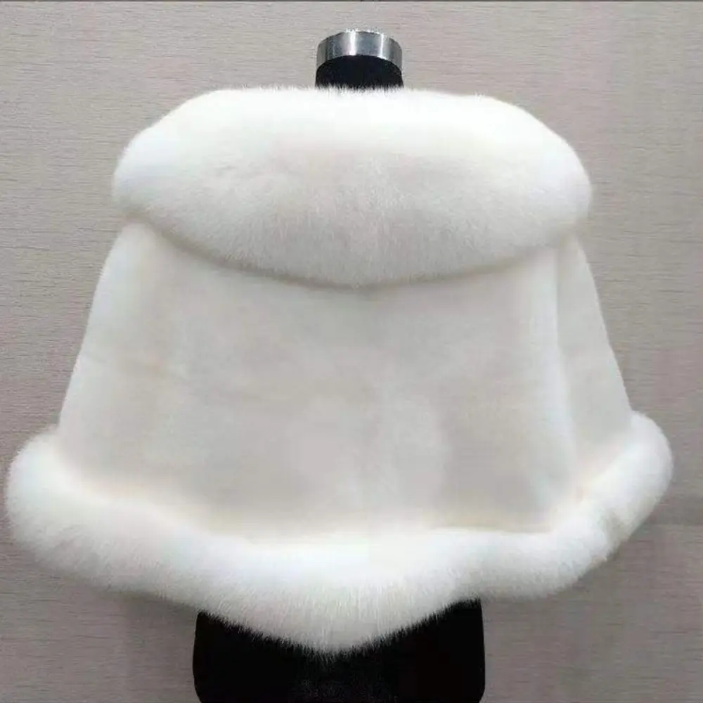 

Модный зимний теплый шарф-накидка, утолщенное пальто-кардиган, накидка для невесты с воротником из искусственного меха