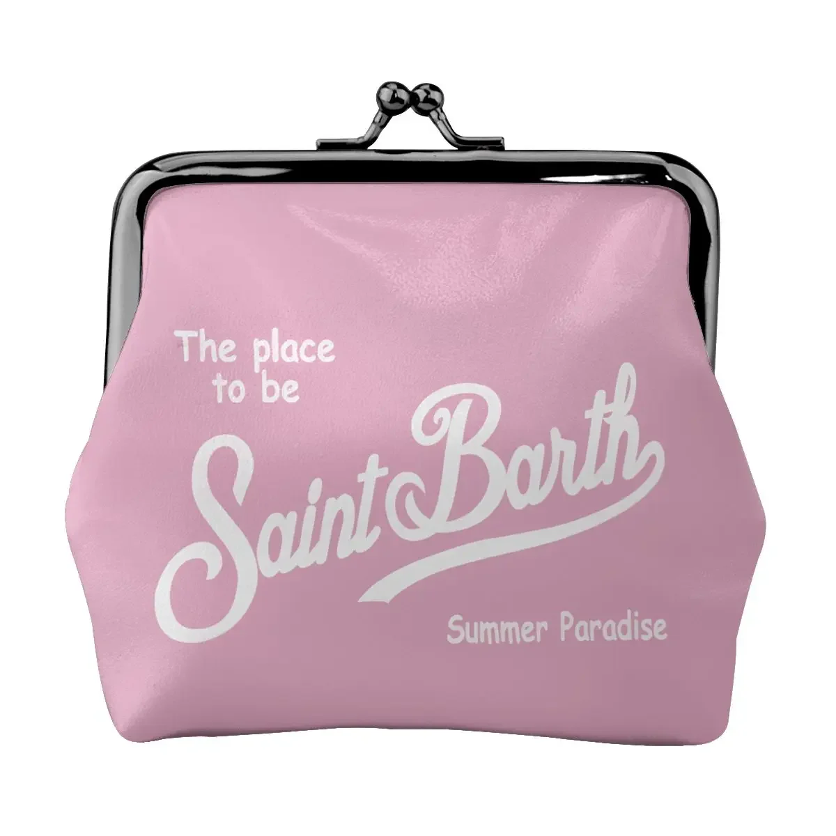 S-Saint B-Barth PU lederen Kiss Lock-portemonnee voor dames. Houdt uw lippenstift, kleine cosmetica, sleutels en sommige munten