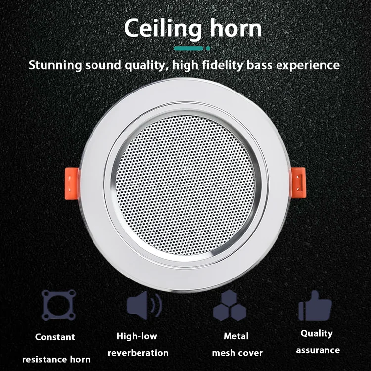 8Ohm 10W Bathroom Ceiling Speaker Background Music System Moisture-proof Aluminum Can Fashion In-ceiling Speaker Sound Quality