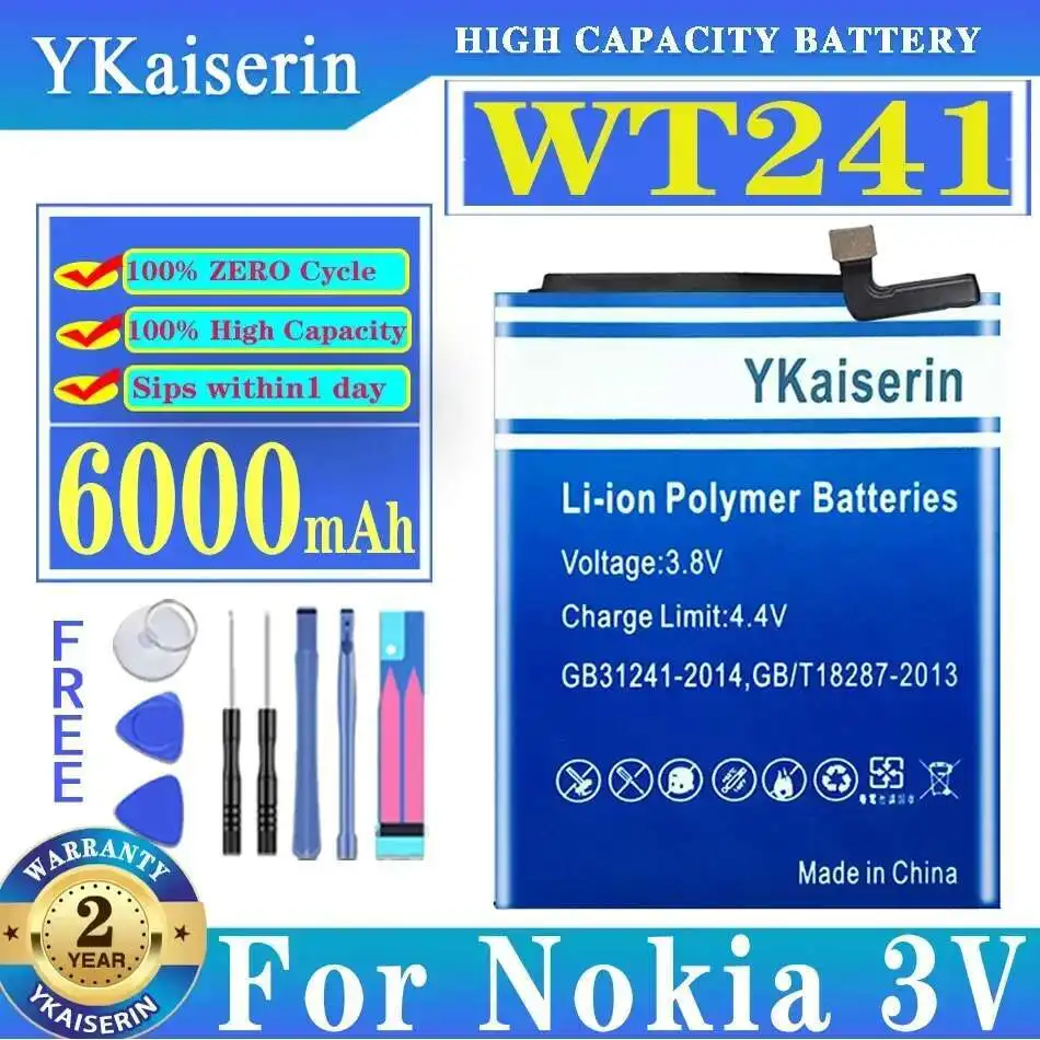 

WT241 High Performance For Nokia 3V 6000Mah Mobile Phone Battery Reliable Replacement