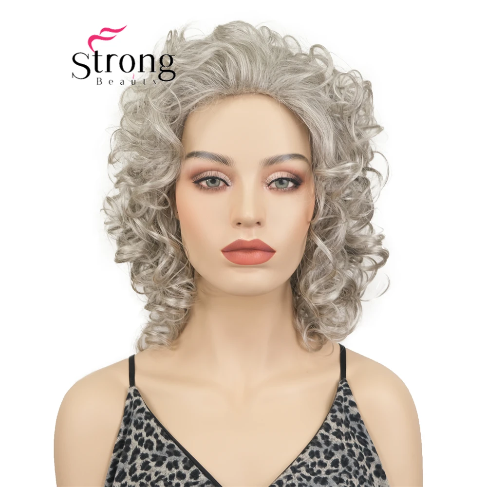 

Short Silvery Gray Curly Wig for White Women Layered Bob Synthetic Full Wig Natural Looking Daily Party Wig Salt and Pepper Wigs