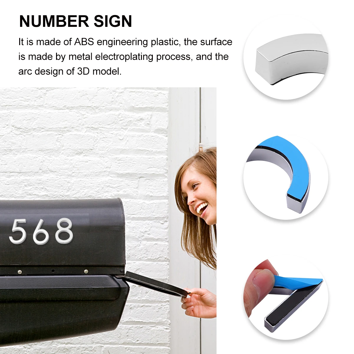 

10pcs Doorplate Card Electroplated Numbers 0-9 Decals Maker Removable Easy Install Household Number Sign Bright Modern ABS