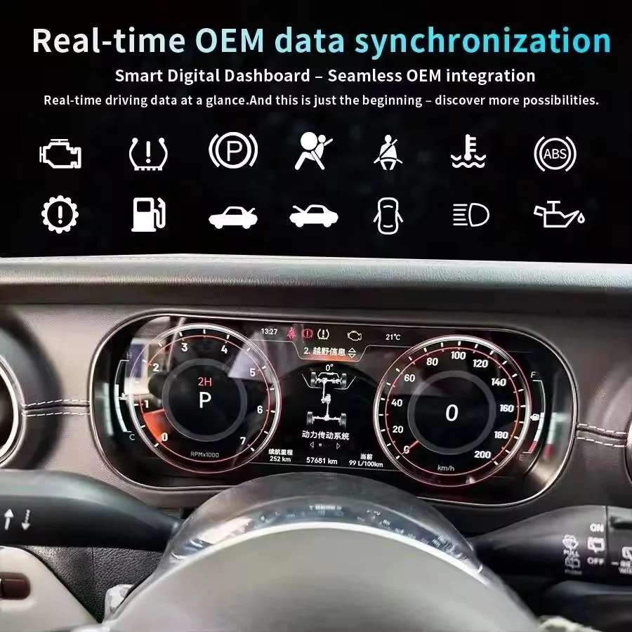 

12,3-дюймовый для Jeep Wrangler 3JK 2018-2023, спидометр, новый цифровой приборный кластер, приборная панель автомобиля, ЖК-дисплей, система Linux