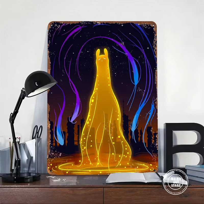 Rain World: Ascended Slugcat Tin Poster Customized Wall Art Retro Vintage Metal Signs for Fans Room Wand Deko Garage Decorations