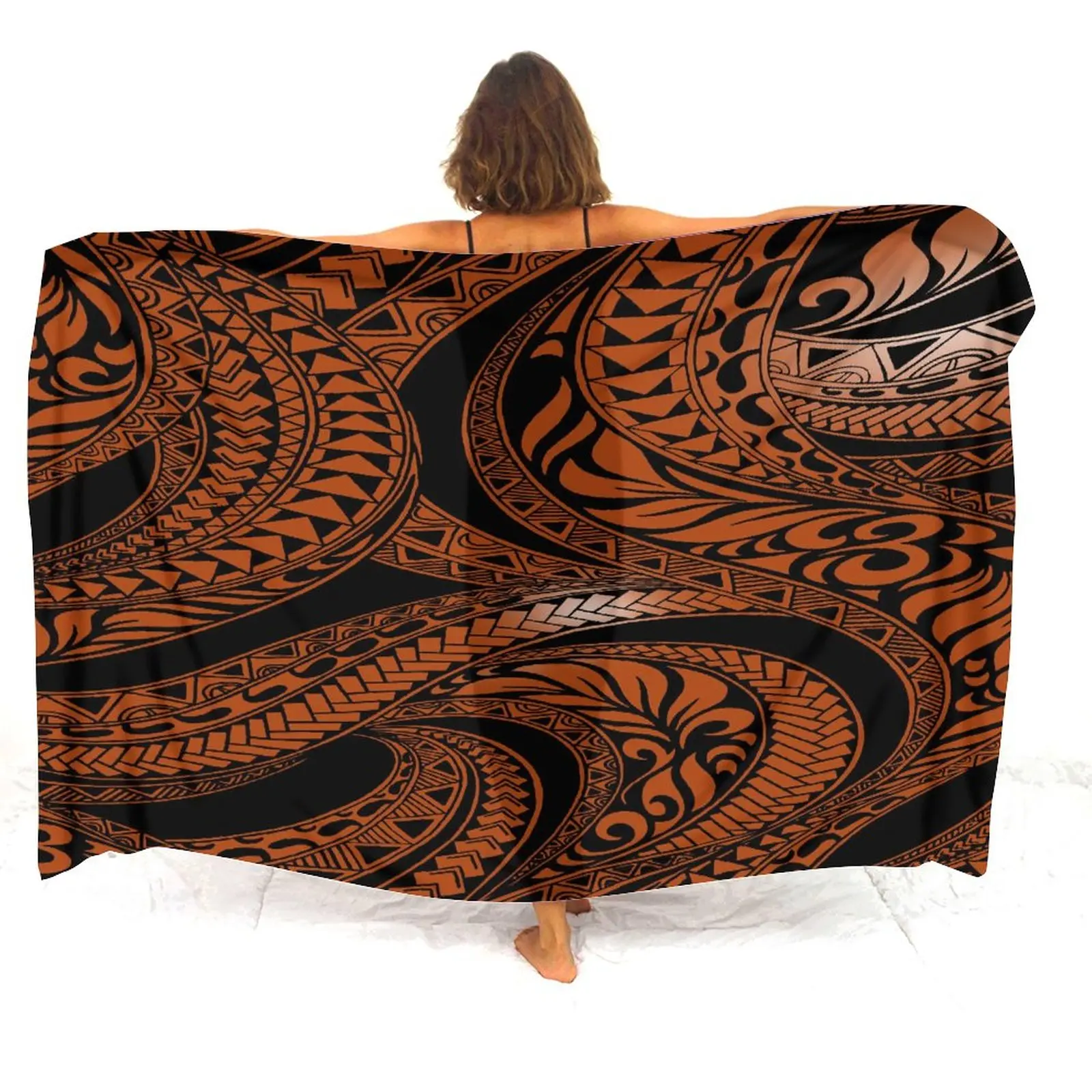 Polynesian Retro Tribal Design Sarong Samoan Pattern Custom Women's Sarong Custom Women's Bikini Coat Sarong