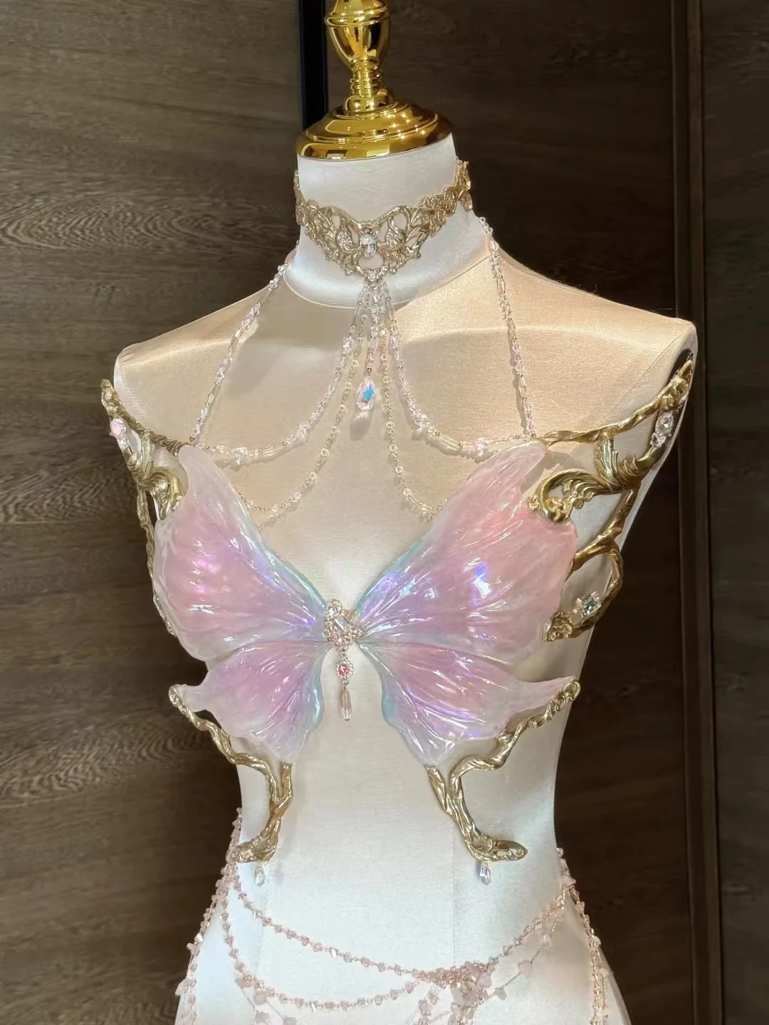 Fairy Butterfly Bikini Mermaid Crystal Resin + Silicone Bra Pure Handmade Custom Cosplay Anime Clothes Summer Swimsuit