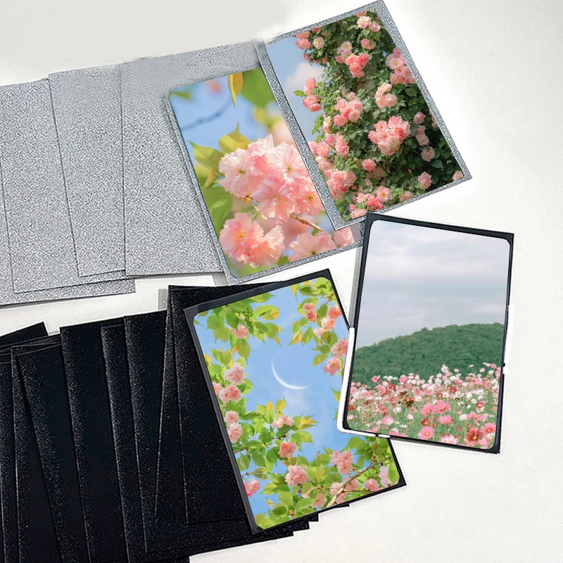 50PCS Idol Cards Protective Bag Flat Mouth Card Film Stationery Card Storage Bag Card Sleeves INS Solid Color PE Korean Version