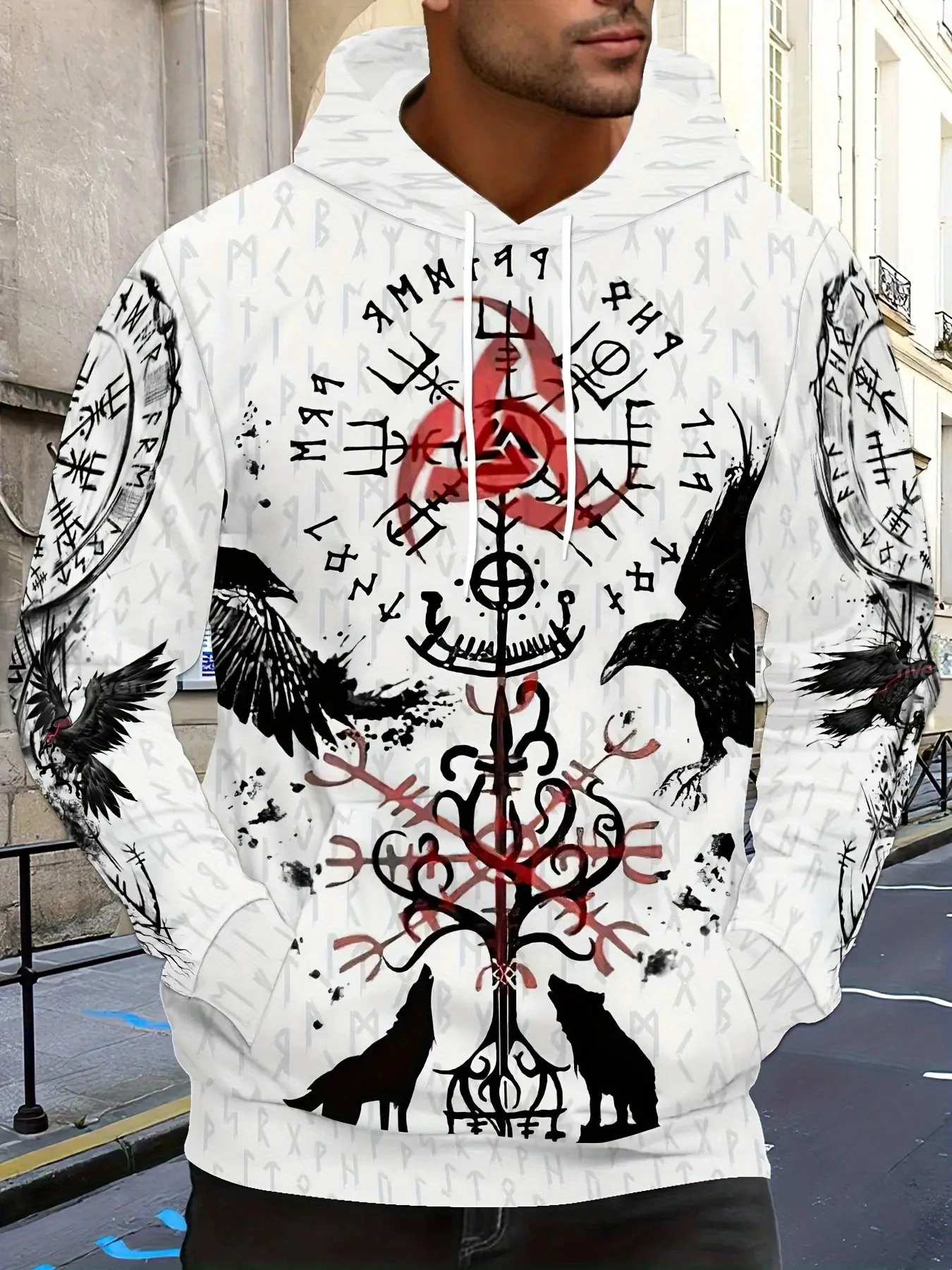 New model: men’s hooded long-sleeve loose-fitting casual printed basic sweatshirt. Perfect for young people in spring, summer, a