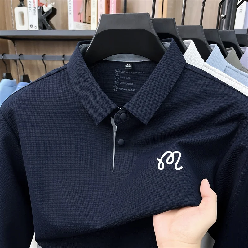 Designer Original Skin Friendly Printed  Men's Polo Shirt Spring Autumn New Long Sleeved Lapel T-Shirt Versatile Men's Clothing