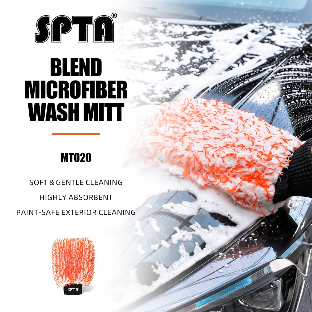 SPTA 1Pc Car Wash Mitt,Microfiber Washing Gloves for Effective Washing,Machine Washable,Lint Free,Scratch Free