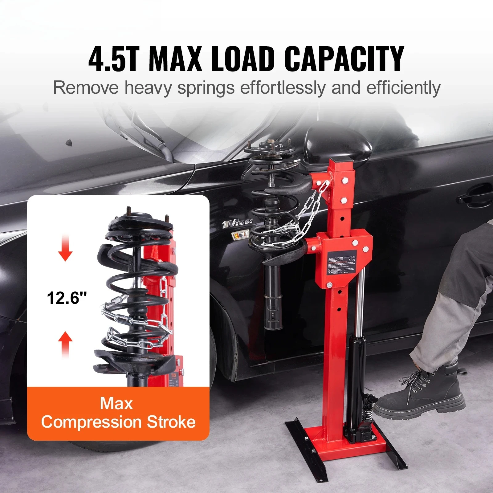 Spring Compressor 4.5 Ton/9920 LBS Hydraulic Jack 1 Ton Rated Compression Force Auto Strut Coil Spring Compressor