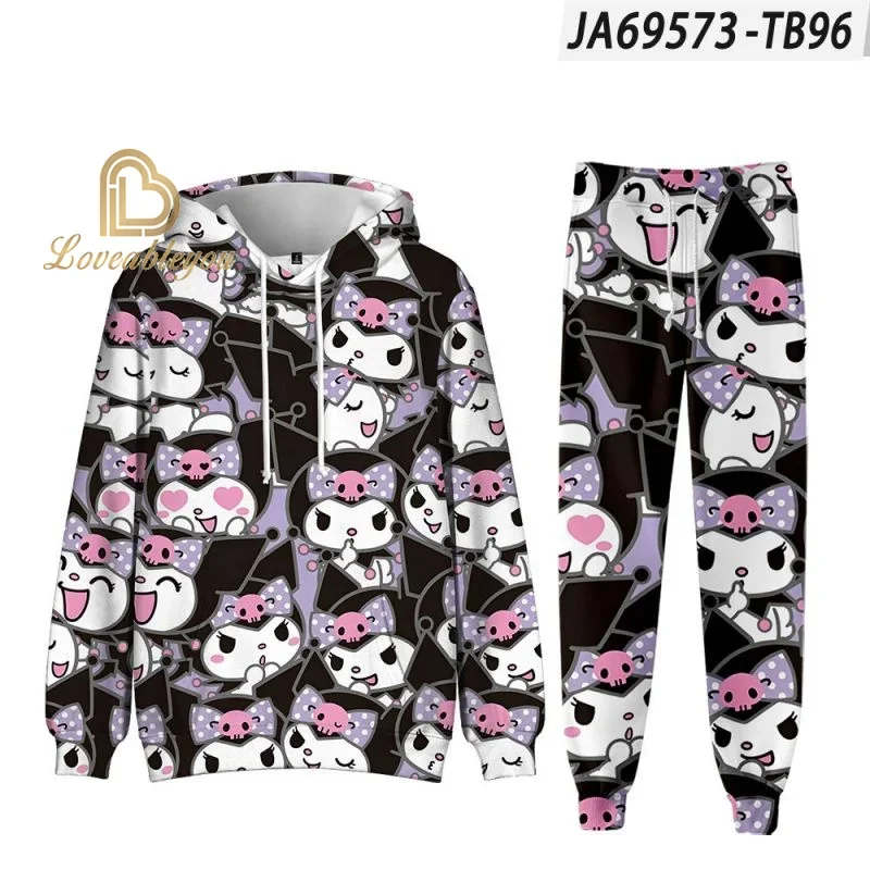 Men Women Clothes Set San Kuro Hoodies Anime Sweatshirt Sweatpants 2pcs Set Harajuku Spring Autumn Aduls Kids Costume