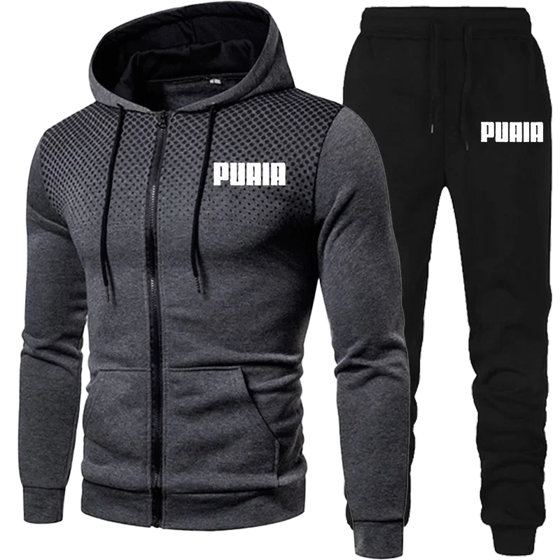 Sweat-shirt tacheté imbibé pour hommes, ensembles de survêtement d\'hiver, pantalons de sport deux pièces, vêtements de mode, nouveau