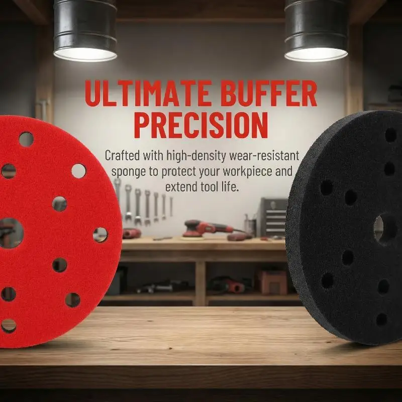 

6-дюймовая пневматическая шлифовальная насадка с мягкой губчатой насадкой-бампером, 15 отверстий, для промышленного использования, для полировальных машин по дереву и мебели