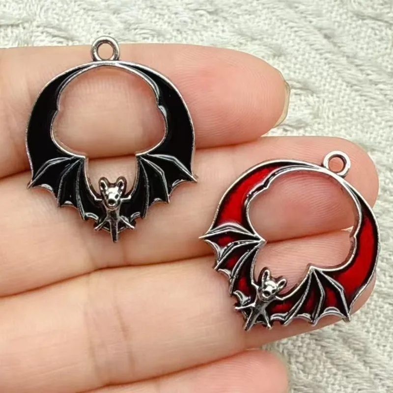 10pcs Bat Halloween Metal Enamel Charms Pendant for DIY Earrings Necklace Bracelet Jewelry Making Keychain Accessory
