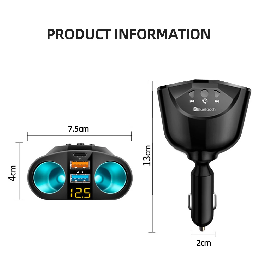 cigarette bluetooth adapter Car Charger Bluetooth FM Transmitters Cigarette Lighter Dual USB QC 3.0  Splitter Quick Charge 12V Auto Hands-free Call Sockets