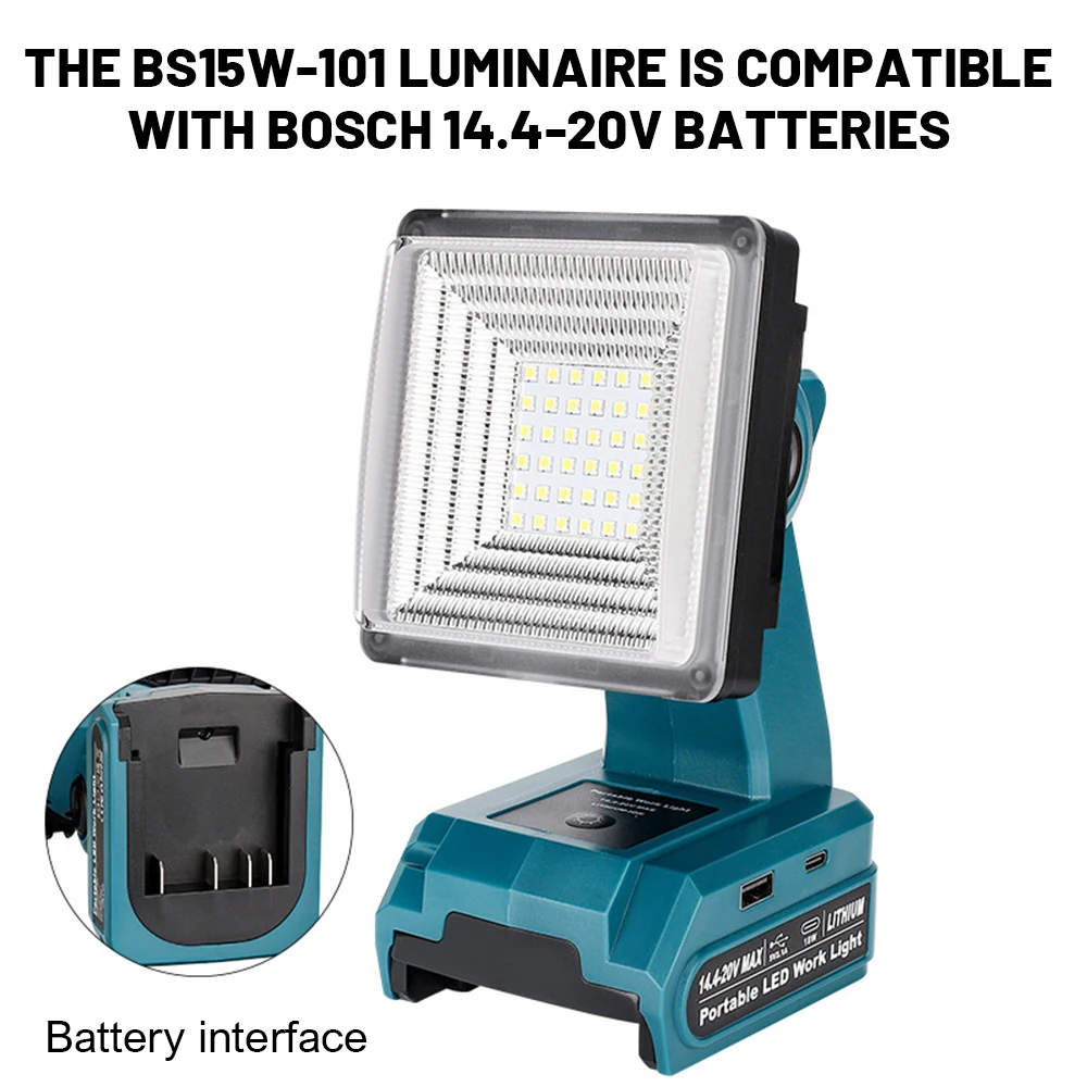 

LED Work Light for Makita/Milwaukee/Dewalt/Bosch 18V Battery Handheld Emergency Tools Camping Flashlight Spotlights(No Battery)