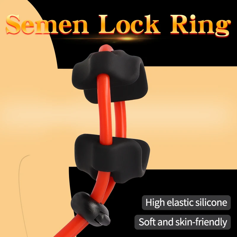 Silicone Penis Ring Rope Chastity Delay Cock Scrotum Adjustable Rope Lasting Cockring Buckle for Adults Men Ejaculation Delay