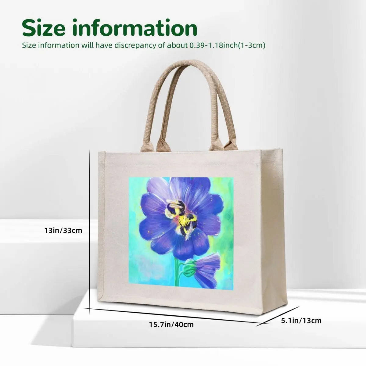 Painting by Laura Rispoli bees sleeping in a hollyhock flower holding each others feet Tote Bag large size bags female bag