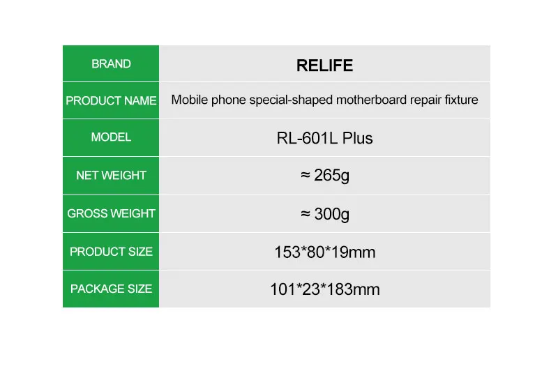 RELIFE RL-601L PLUS Universal Doppel-slot Motherboard Leuchte Telefon IC Chip BGA PCB Motherboard Jig Board Halter Reparatur werkzeuge – Detail 10