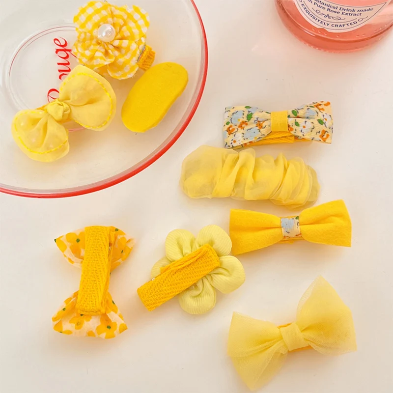 3 Pcs/Set Baby Girls Cute Yellow Flower Bow Ornament Hair Clips Children Lovely Sweet Barrettes Hairpins Kids Hair Accessories