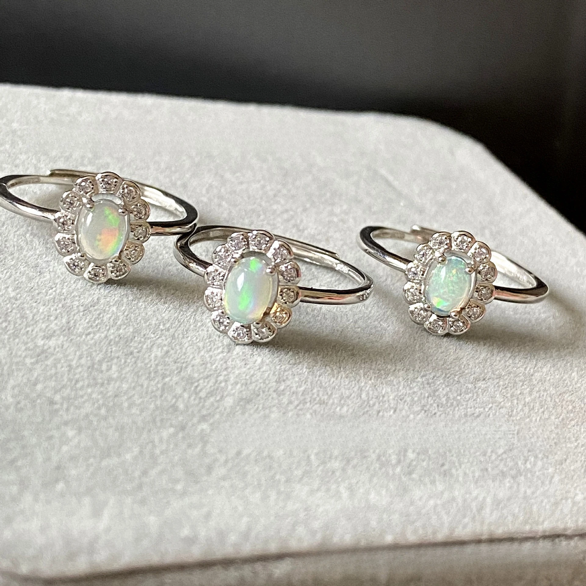 

Кольца из серебра 925 пробы с натуральным опалом и овальным натуральным драгоценным камнем, регулируемое модное кольцо для женщин, серебряные ювелирные изделия, подарки