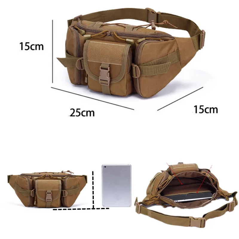 1000D Nylon Waterproof Waist Bag Fanny Pack Wallet Outdoor Molle Camping Sport Hunting Belt Bag Backpack