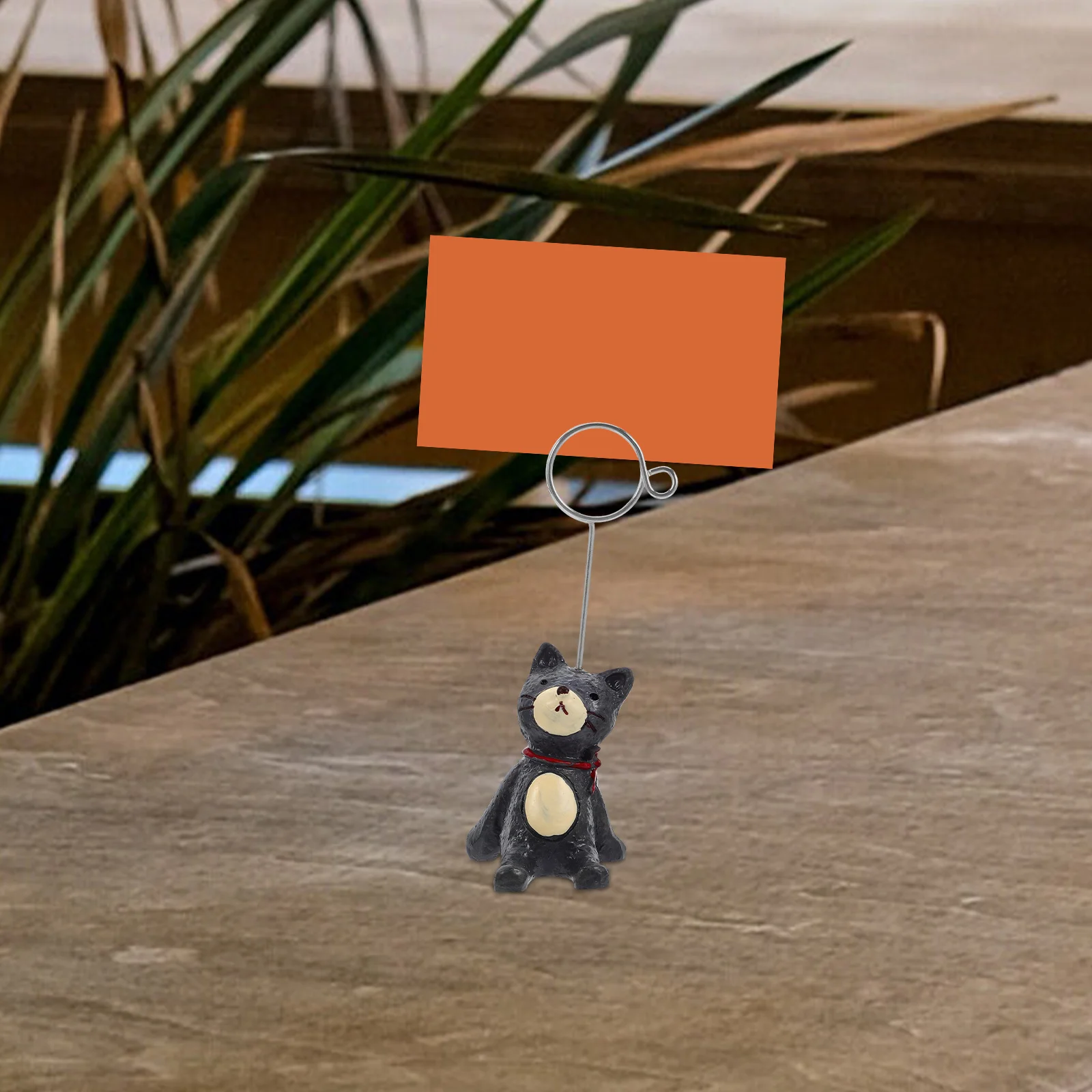 

Desktop Photo Clip with Cute Cat Design Resin Message Folder for Office Home Wedding Table Decoration Dark Gray