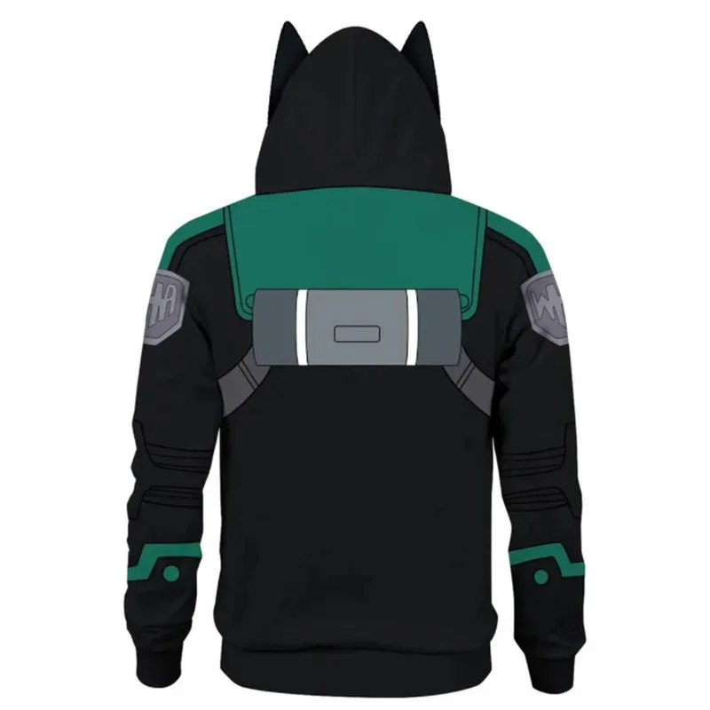 Chaqueta My Hero Academia para niños, Sudadera con capucha MHA, Izuku Midoriya Deku Ears, disfraz de Cosplay, abrigo de Halloween con capucha de Anime para hombre