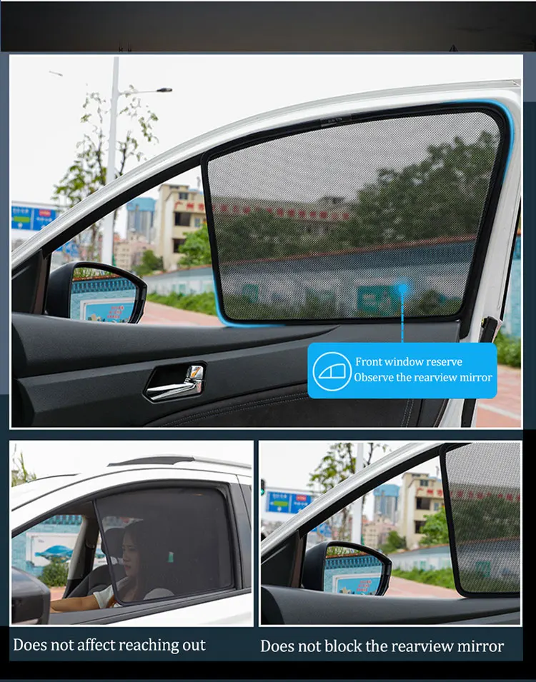 Maßgefertigter Sonnenschutz für Mercedes Benz GLB EQB 2020-2024, Frontscheibenrahmen-Vorhang, Sonnenschutz für die hinteren Seitenfenster. – Detail 7
