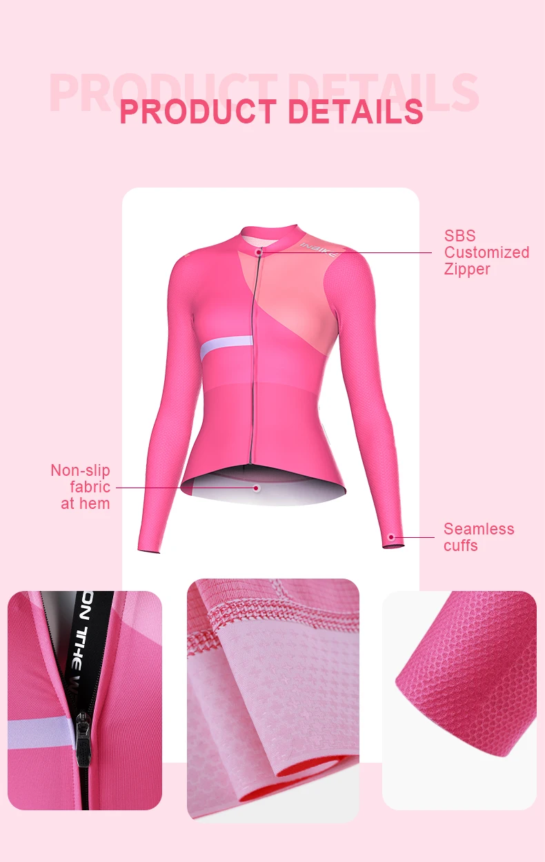 INBIKE Damen-Radtrikot Frühling Herbst Leicht Atmungsaktiv Schnelltrocknend Fahrrad Langarm Rennrad Mountainbike-Bekleidung – Detail 10