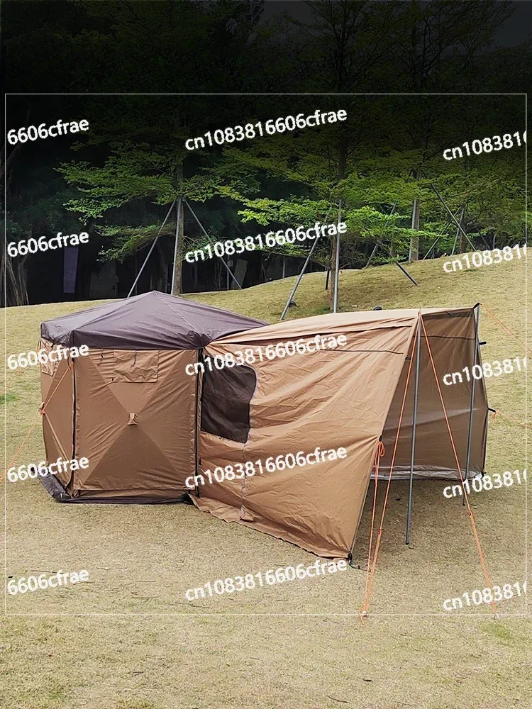 Outdoor Automatic Quick-opening Mosquito-proof and Rainproof Double-door Hexagonal Tent 4-6 People  Rear RV Side Tent