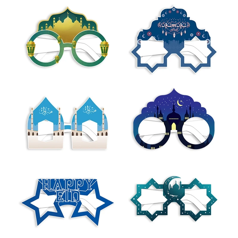 6Piece Eid Ramadan Decoration 3D Glasses Moon Star Decoration For Ramadan Party Supplies