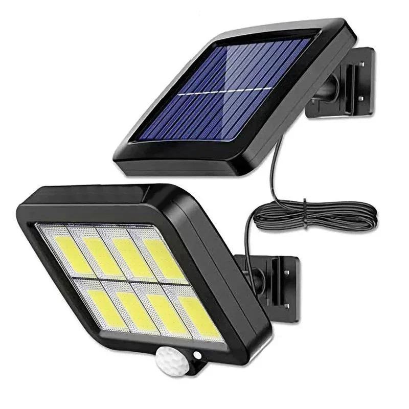 Projecteur à énergie solaire de type divisé, 56LED, longueur de fil 5m, IP65, lampe de jardin, lumières à capteur de garage, panneau solaire mural, 20W