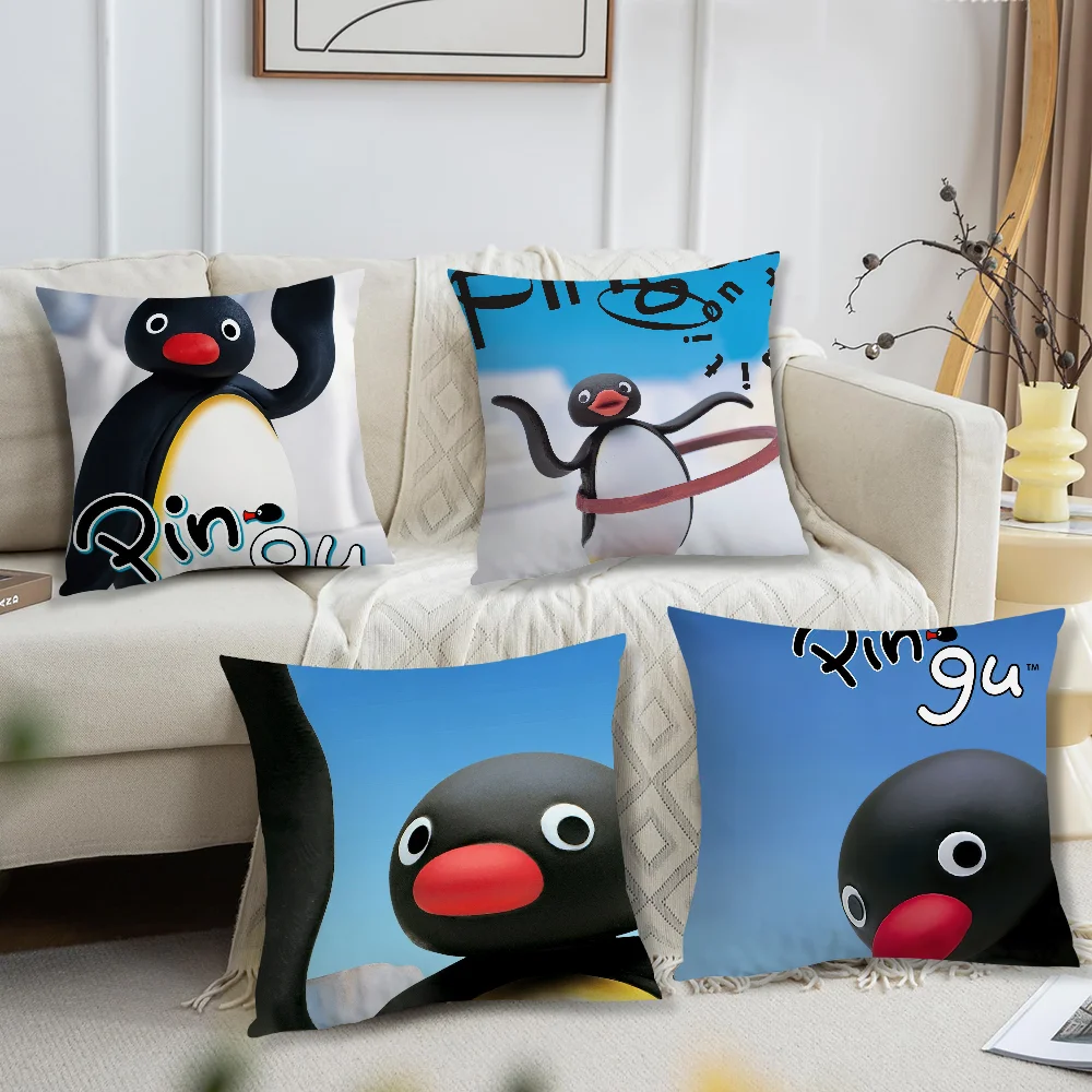 Cartoon P-Pinguss cushion cover Living Room Accent Couch Back Support Square Lounge Restful Nap Companion Pillow Case