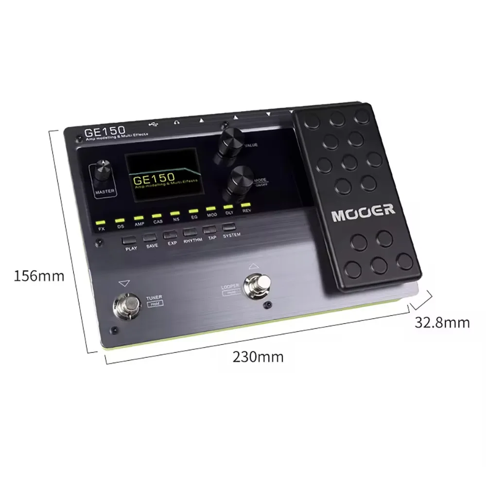 MOOER GE150/GE150 Pro/GE150 Pro Li/GE150 MAX/GE150 MAX Li Guitar Amp Modelling Multi Effects Pedal 9Hr Battery 4 Footswitches IR