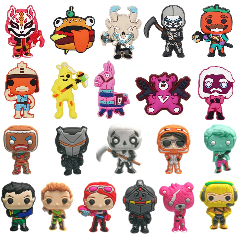 

10-21pcs Game Characters Popular Shoe Charms Cartoon Shoes Accessories Decoration Buckle Fit Clog Sandal Wristbands Accessory