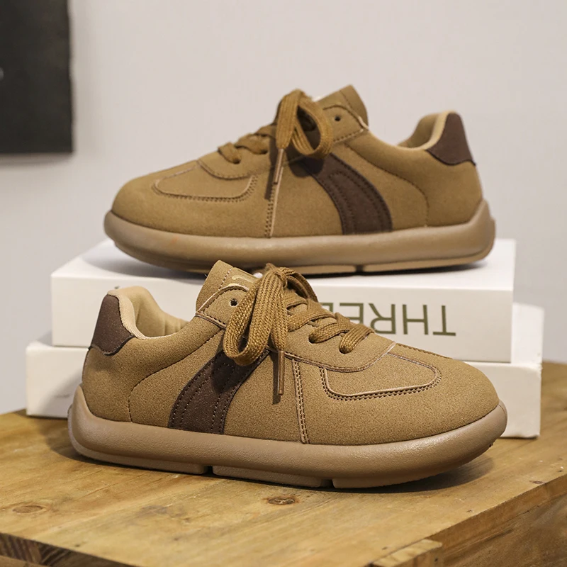 Autumn Suede Children's Sneakers Fashion Vintage Brown Casual Sneakers Boys Girls Outdoor Comfortable Non-slip Kids Sports Shoes