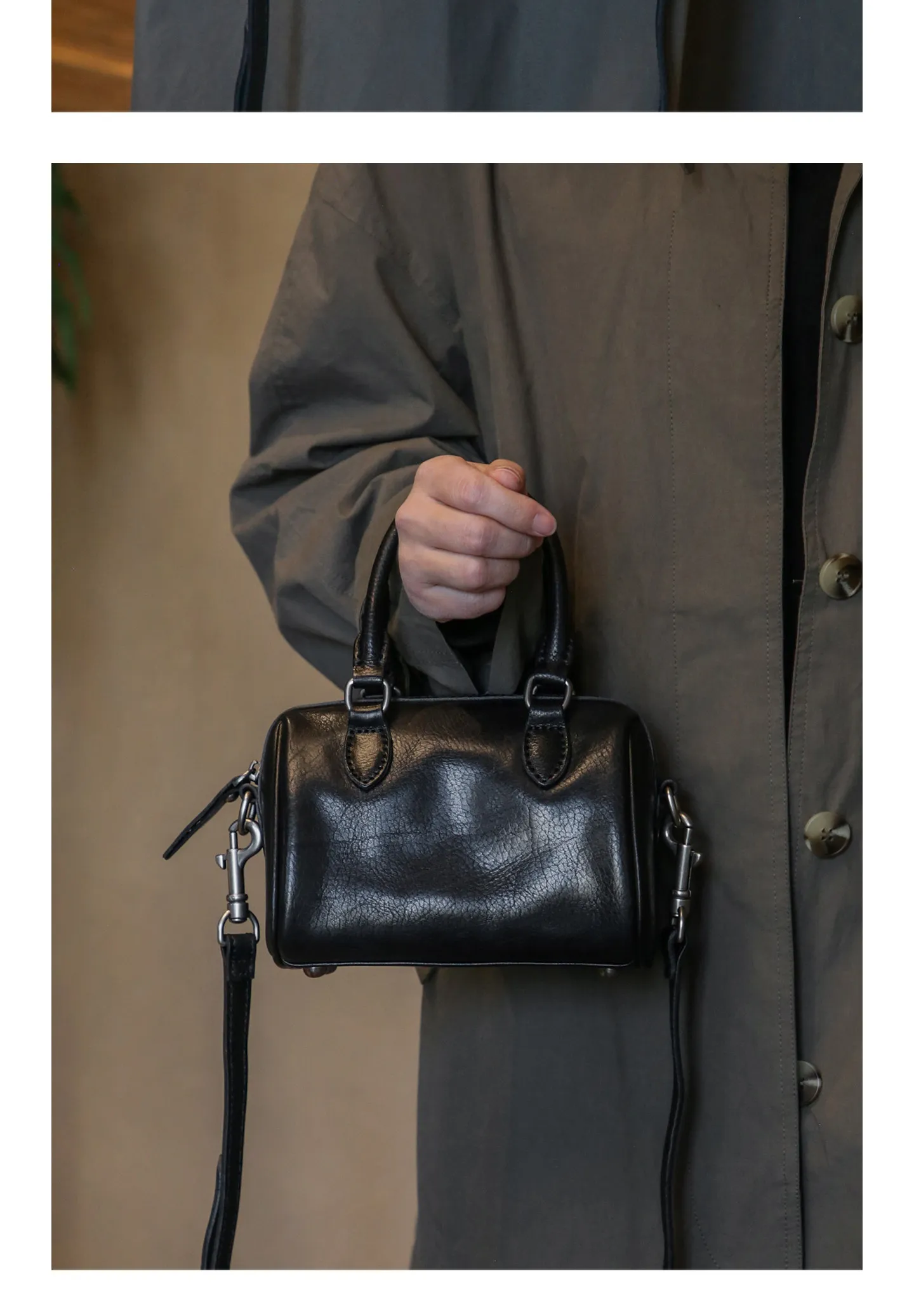 PNDME schlichte Vintage-Handtasche aus hochwertigem Rindsleder für Damen, lässige Party-Luxus-Umhängetasche aus echtem Leder. – Detail 15