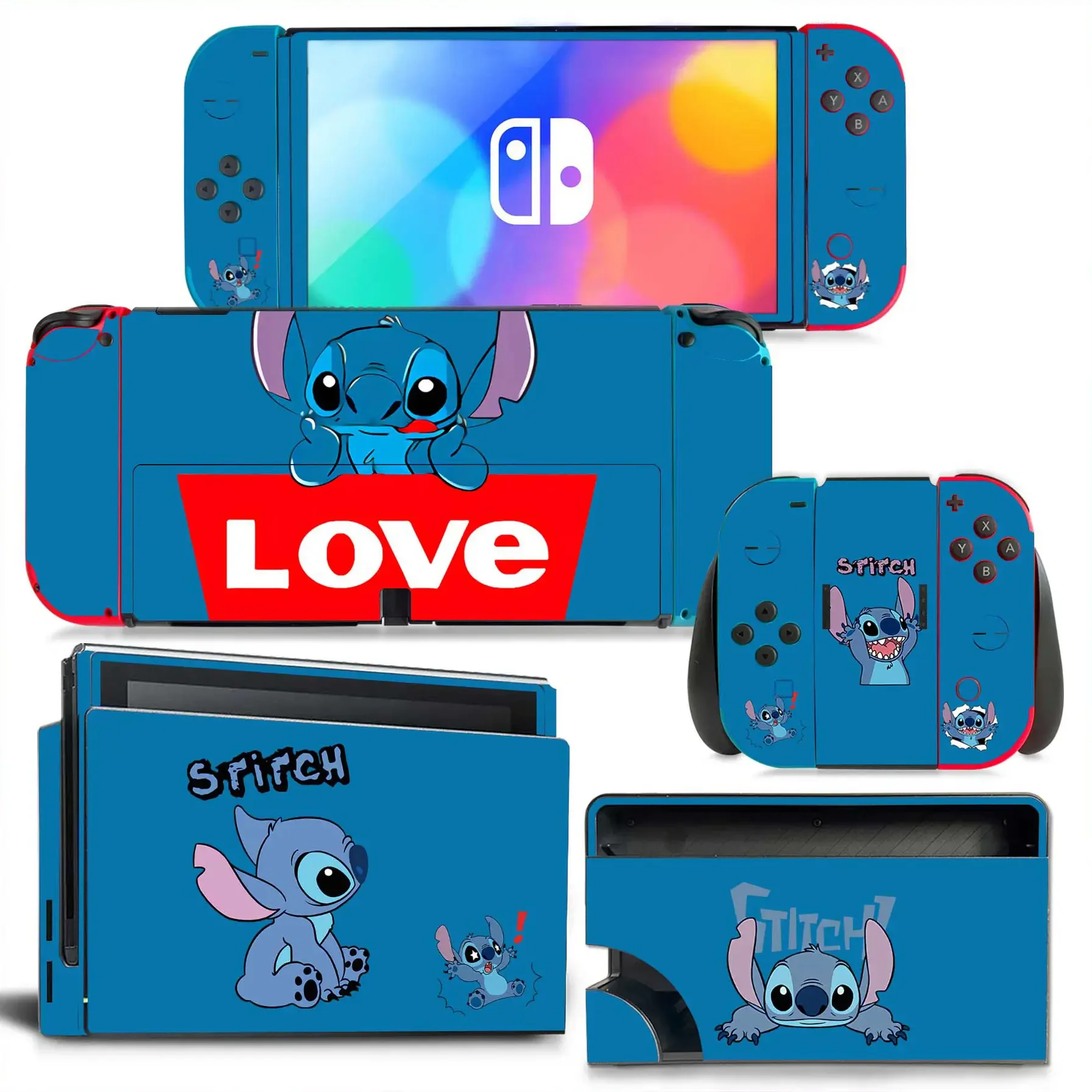 Disney Stitch Sticker Skin Charging Dock Station Cover Protective Shell for Nintendo Switch Oled Console Crystal Protector Skin