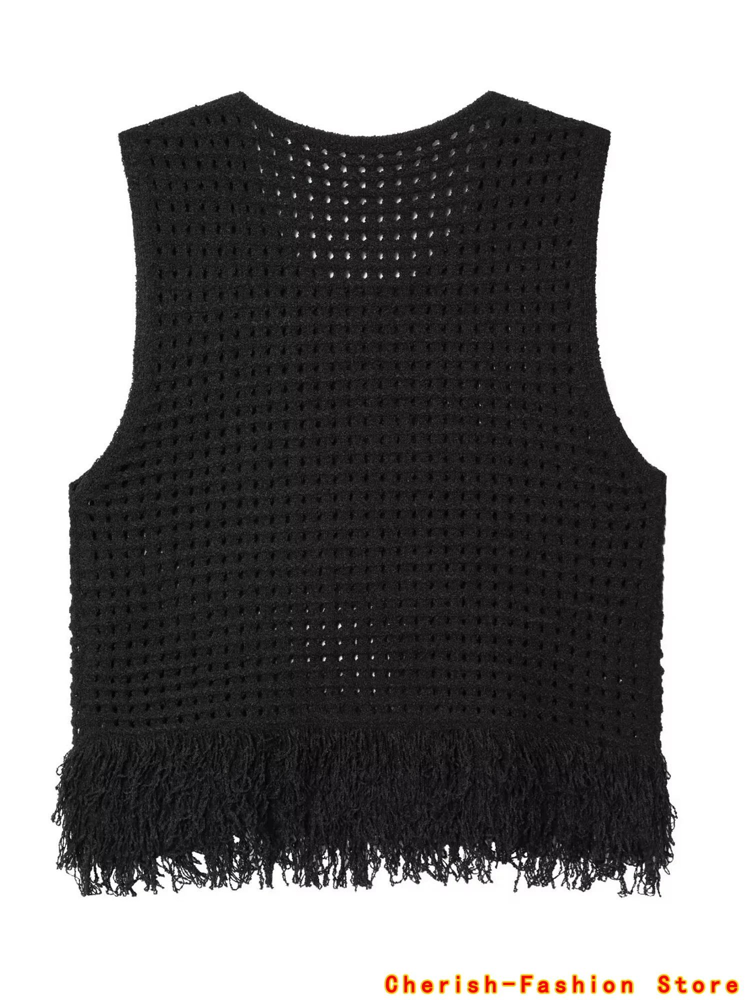 2025 صيف جديد في شيك تانك القمم موضة شرابات المرقعة أنبوب القمم للنساء الجولة الرقبة أكمام محبوك سترة قصيرة الإناث #3