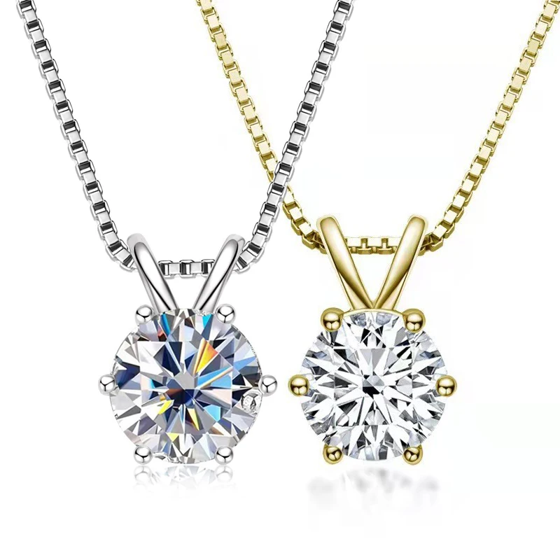 

Настоящее ожерелье с подвеской из муассанита 1-2 карата с сертификатом, пройденный тест на бриллианты для женщин, ювелирные изделия, подарок, серебро S925