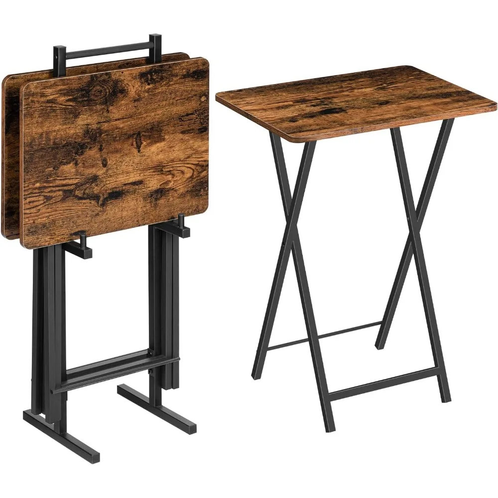

Folding TV Tray Table, TV Trays for Eating Set of 4 with Stand, Folding TV Dinner Tables for Small Space, Easy Assembly,