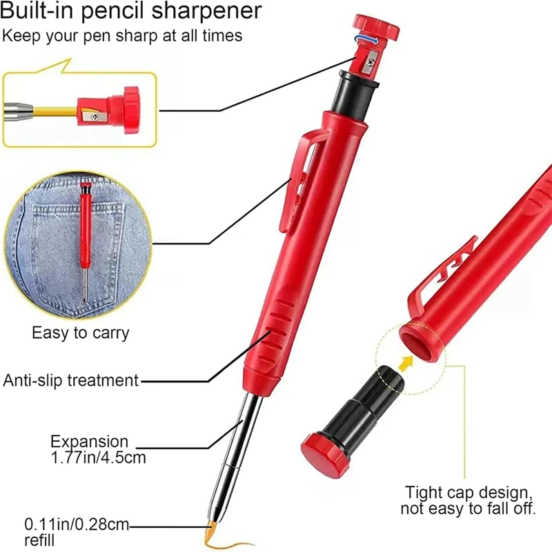 Mechanical Carpentry Pencil Set Graffiti Marking Tools Suitable For Carpenters, Construction Workers Easy Install Easy To Use