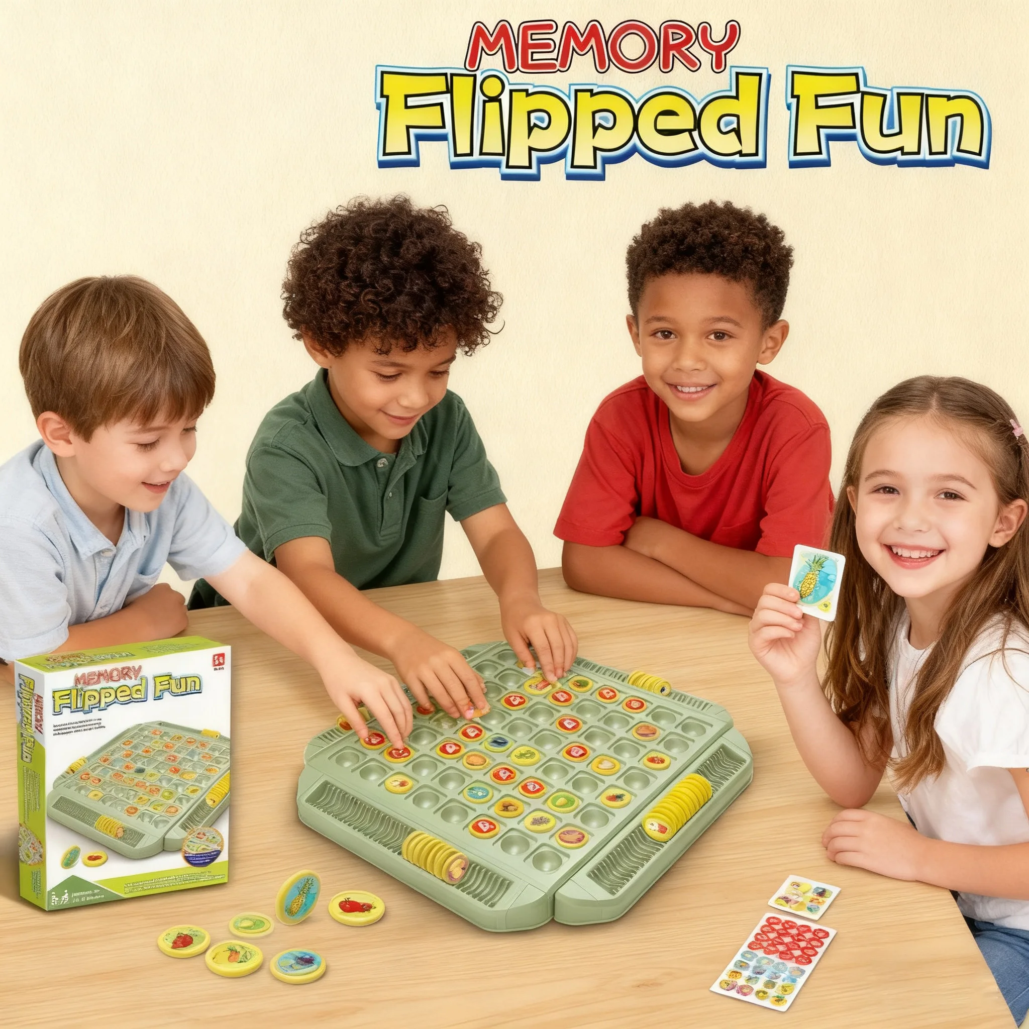 เกมกระดานฝึกความจำผลไม้สำหรับเด็ก - ปริศนาสร้างสรรค์, เกมกลยุทธ์และการฝึกตรรกะแบบร่วมมือสำหรับผู้เล่น 2-4 คน