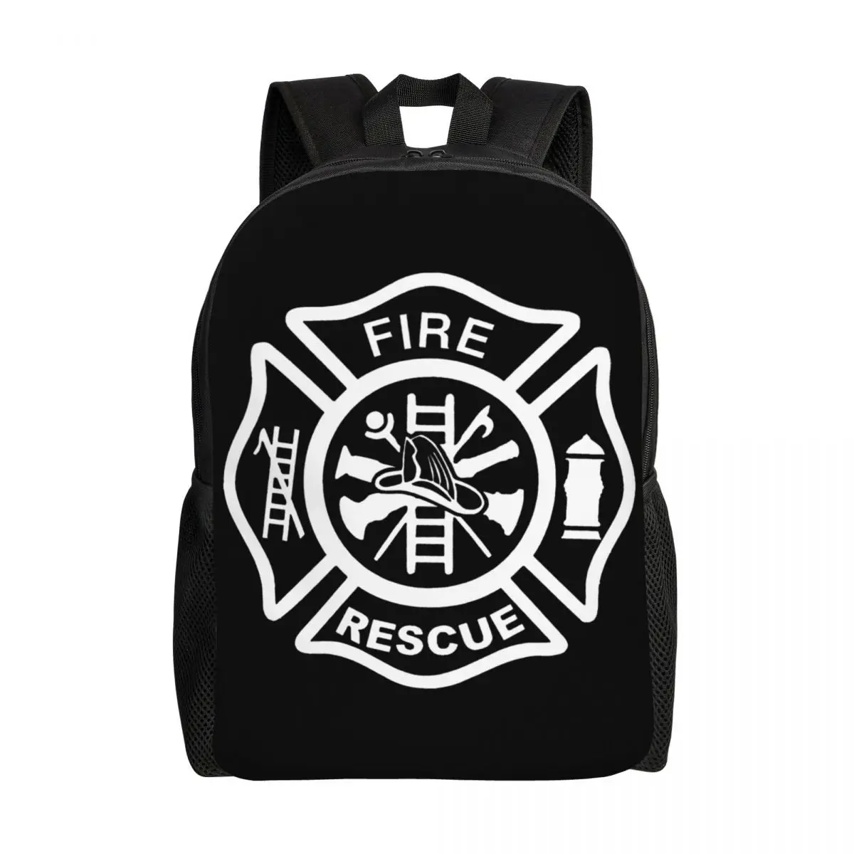 Mochila de bombeiro de resgate de incêndio para homens e mulheres, à prova d'água, escola, faculdade, estampada, com alças largas e grossas