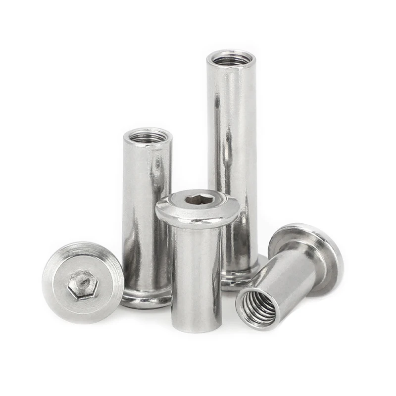 M3 M4 M5 M6 M8 Stainless Steel Flat Hex Hexagon Socket Head Furniture Rivet Connector Insert Joint Sleeve Cap Nut