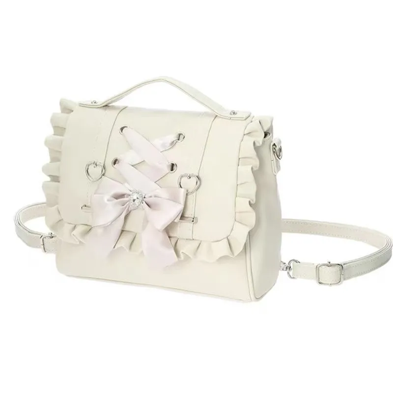 Sweet Bow Pink Mochila Women Fairyocre Aesthetic Handle Leather Crossbody Bags Ladies Lolita Large Capacity Square Mochilas 2025 - view 6