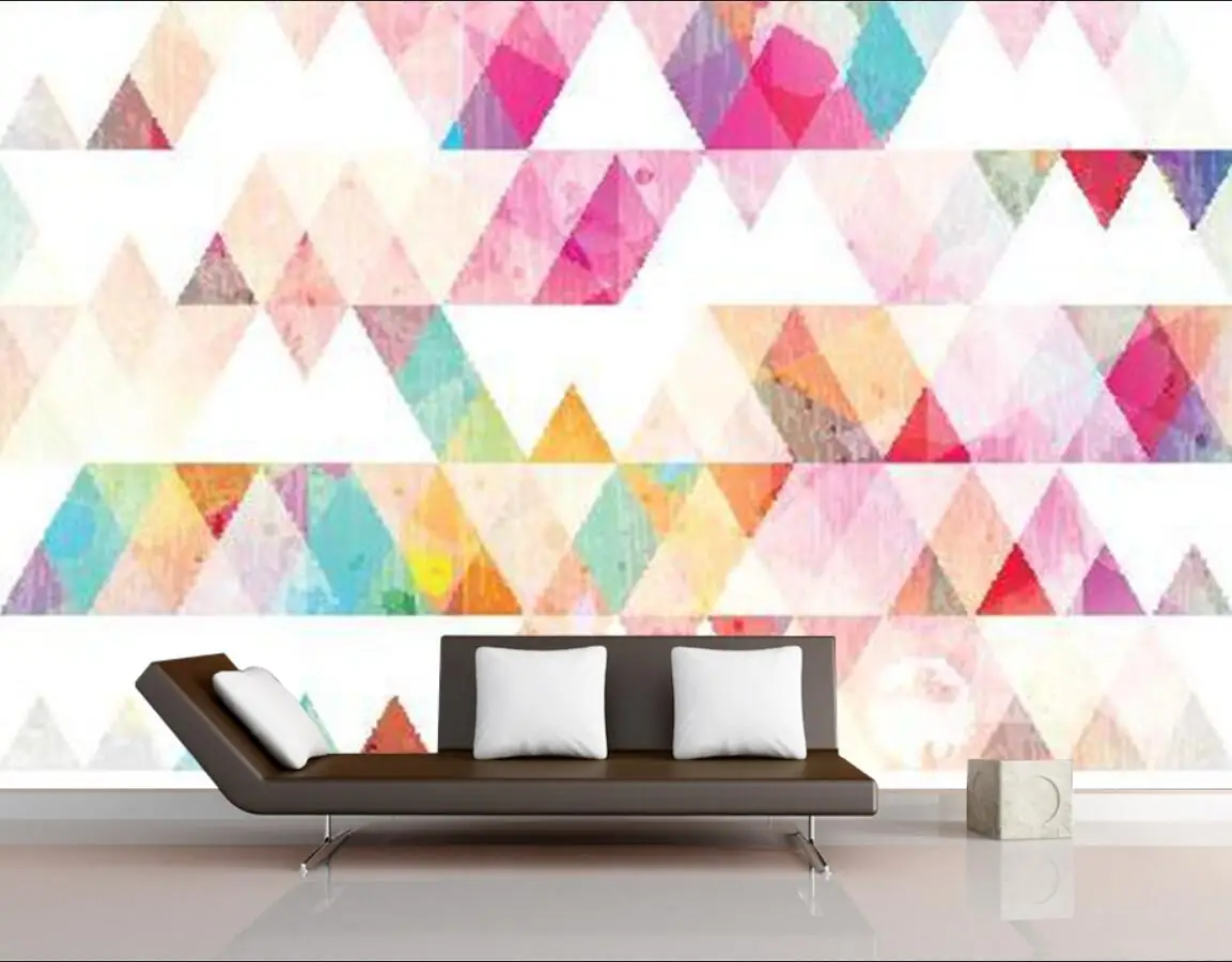 

Custom Mural Photo Home Decor Geometric Painted Triangles Behind Wallpaper, Living Room Bedroom Kids Room 3d wallpaper